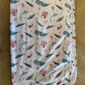 Caden Lane Ocean Adventure Swaddle Blanket & Crib Sheet - Blue, Pink, Gray